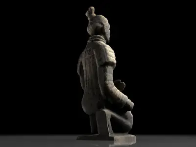Chinese Kneeling Archer Qin Dynasty Raw Scan Free low-poly 3D model