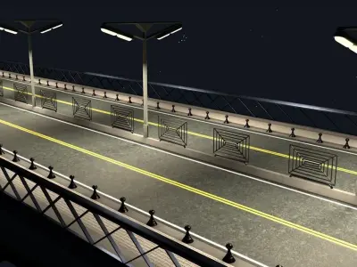 Road bridge-Ready for game Low-poly 3D model
