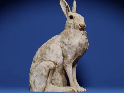 Realistic Hare Statue Low-poly 3D model