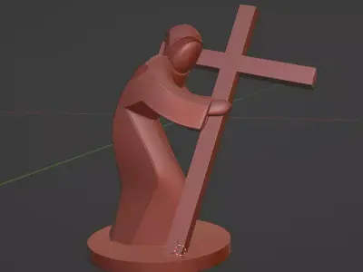Minimalist Christ Sculpture with Cross 3D print model