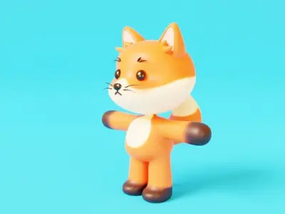 Cute Cartoon Fox 3D model