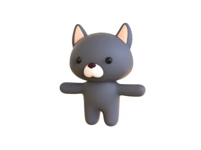 Character014 Chubby Wolf Low-poly 3D model