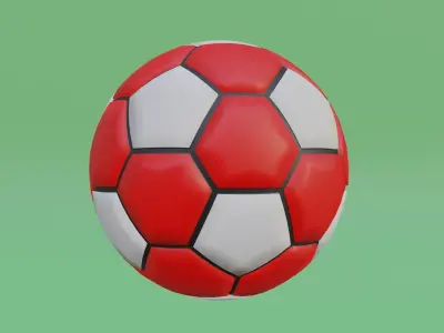 Red Soccer Ball Low-poly 3D model