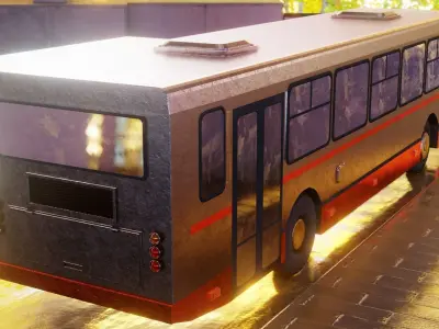 Old Rusty Bus Low-poly 3D model