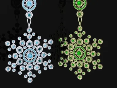 Earrings boutique gorgeous Snowflakes 3D print model
