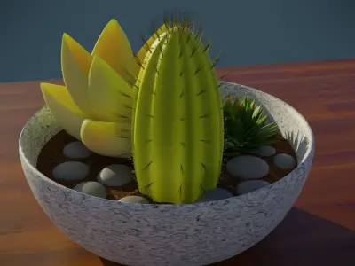 Succulent Bowl Free 3D model