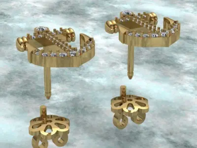 Anchor Diamond Earrings 3D print model