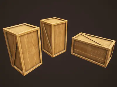 Western Wooden Boxes Low-poly 3D model