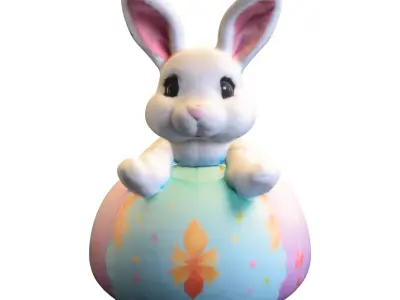 Cute Easter Bunny Plush  Low-poly 3D model