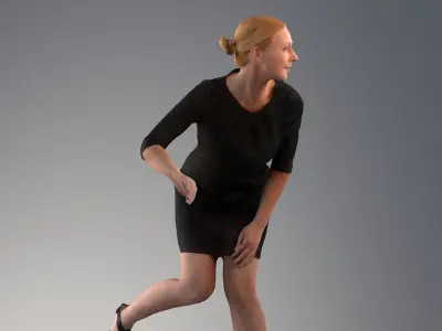 Set of low poly 3d women in driving poses Low-poly 3D model