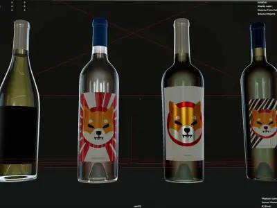 3D wine bottles 3D model