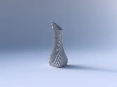 Vase puffy tappered triangle with wavy extruded lines 2 3D print model