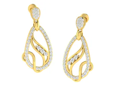 Solitaire Women Drop Earrings 3dm STL OBJ FBX Renders Details 3D print model