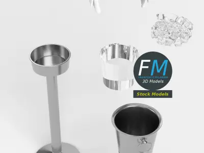 Wine bucket on stand 2 3D model