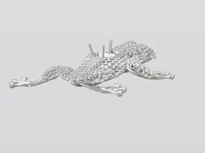 Jewel Frog Sculpture Diamond Sapphire Emerald stones cut round 3D print model