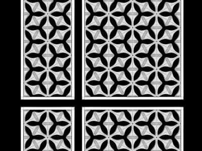 Wood Arabic Islamic pattern decorative grill screen 3D model 10