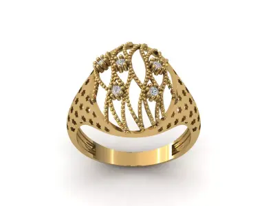 STL 3DM Print Ready Women Diamond Ring Lightweight Printable  3D print model 128