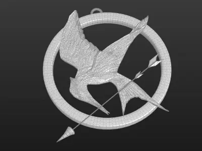 Mockingjay hunger games medallion Low-poly 3D model