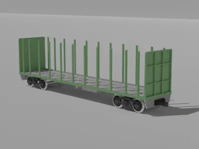 Platform car logging car semi platform car transporter car Free low-poly 3D model