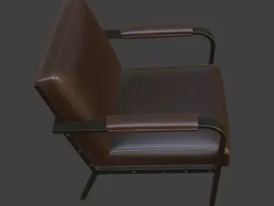 Industrial Brown Leather Armchair 3D model