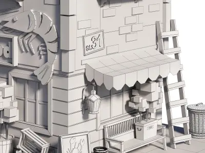Cartoon House 01 Low-poly Building Low-poly 3D model