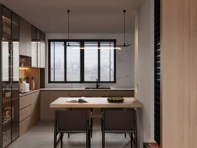 japanese living room dining room interior scenes 05 3D model