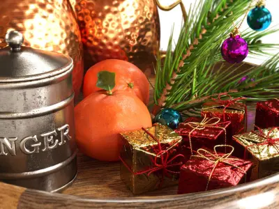 Drinks on a tray with gingerbread 3D model