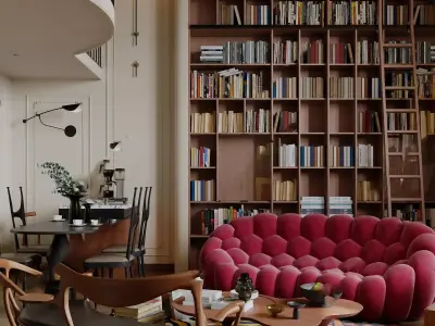 Mid Century interior scene 3D model