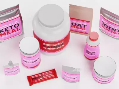 Sport Supplements Collection - Pink Edition Low-poly 3D model