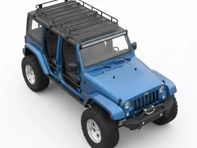 Custom Lifted 4 Door Jeep Wrangler Off-Road Low-poly 3D model