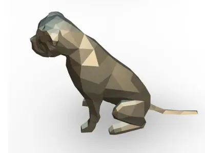 Boxer low poly greyhound 3D print model