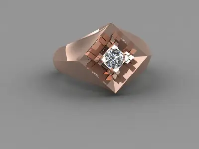 Rose Gold Men Diamond Ring 3D print model 3D print model order