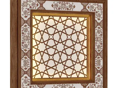 Arabic islamic ceilling wooden pattern set 577  3D model