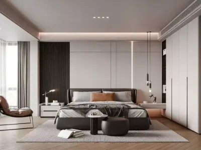 Modern Minimalist Bedroom 3D model