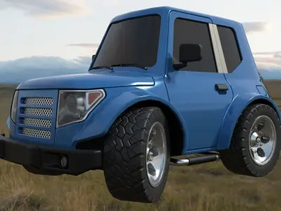 Low poly rigged stylized off-road car Low-poly 3D model