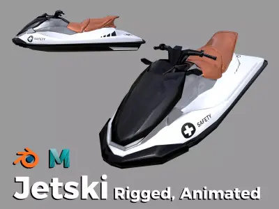 Black Jetski Low-poly 3D model