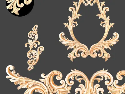 Classic ornament pack01 3D model