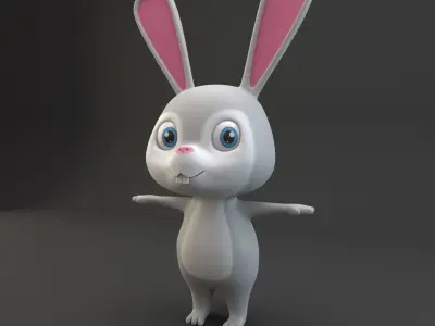 Cartoon Rabbit Low-poly 3D model