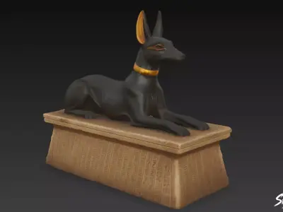 Egyptian Anubis Jackal Statue Low-poly 3D model