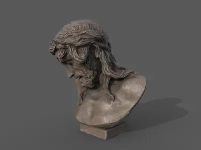 Bust of Christ on the Crucifix Low-poly 3D model
