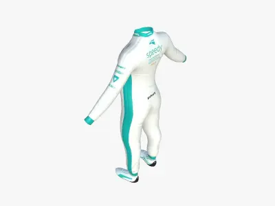 Racing Pilot Uniform A02 White Blue - Character Clothing Design Low-poly 3D model