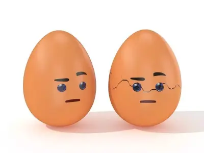Egg Cracked Emoji N001 Low-poly 3D model