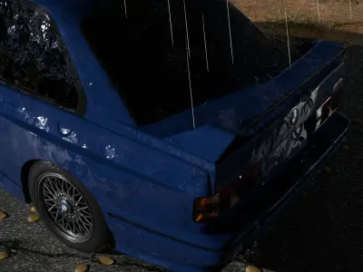 Car in the forest during the rain 3D model