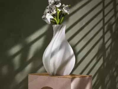 3D vase model with organic twisted Low-poly 3D model