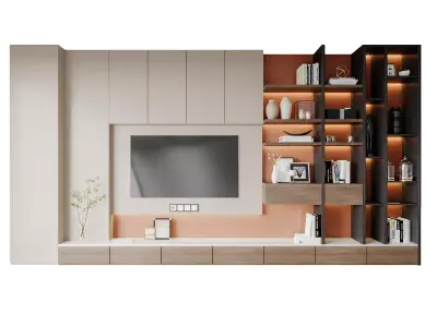 minimalist background TV wall Modern 3D model