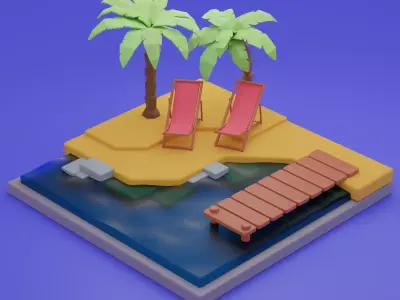 Isometric Beach Free 3D model
