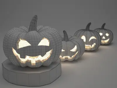 Halloween golden pumpkins 3D model