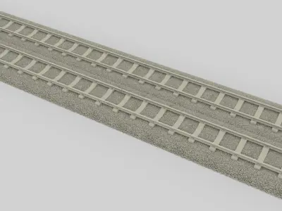 Train Track Double 3D model