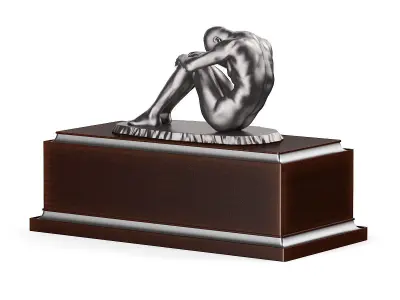 Clock with Metal Sculpture 3D model