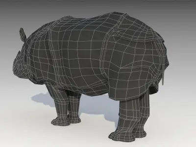 Asian Rhinoceros Animated Low-poly 3D model
